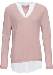 Maglione in filato fine con inserti effetto camicia, bonprix