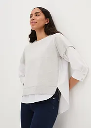 Blusa con inserto in felpa e maniche a 3/4, bonprix