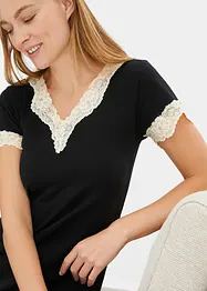 Camicia da notte corta con pizzo delicato, bonprix