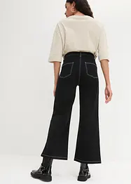 Pantaloni a palazzo in twill con cuciture a contrasto e cinta comoda, bonprix