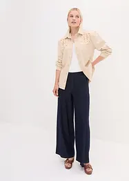 Pantaloni larghi in jersey con effetto denim, bonprix