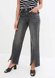 Jeans wide leg con spacco, a vita media, bonprix