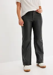 Pantaloni in similpelle, a vita media, bonprix