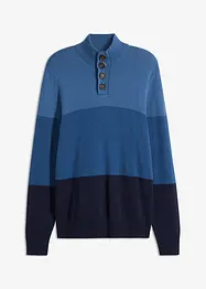 Maglione con collo e bottoni in color block con cotone, bonprix