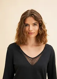 Camicia da notte con inserti in pizzo in cotone biologico, bonprix