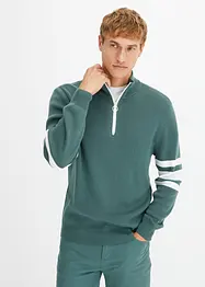 Maglione con zip al colletto e cotone riciclato, bonprix