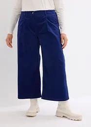 Pantaloni culotte cropped di velluto elasticizzato con cinta comoda, vita alta, bonprix