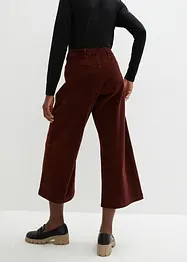 Pantaloni culotte cropped di velluto elasticizzato con cinta comoda, vita alta, bonprix