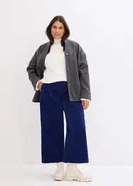 Pantaloni culotte cropped di velluto elasticizzato con cinta comoda, vita alta, bonprix