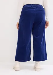 Pantaloni culotte cropped di velluto elasticizzato con cinta comoda, vita alta, bonprix