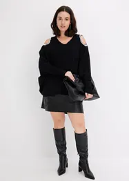 Maglione con cut-out e perle, bonprix