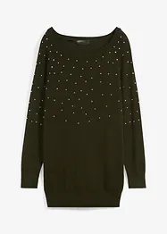 Maglione lungo con strass, bonprix