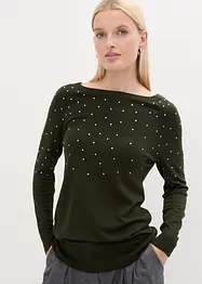 Maglione lungo con strass, bonprix