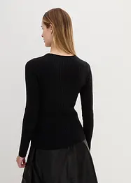 Maglione a costine in lana merino, bonprix