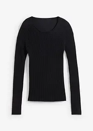 Maglione a costine in lana merino, bonprix