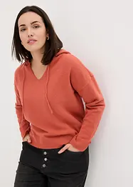 Maglione con scollatura a V e cappuccio, bonprix