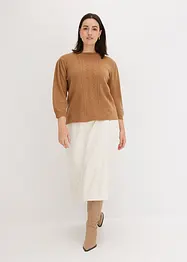 Maglione con maniche a 3/4 e dettagli traforati, bonprix