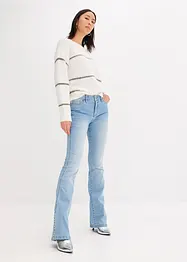 Jeans a zampa elasticizzati, a vita media, bonprix