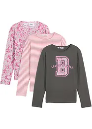 Maglia con maniche lunghe in puro cotone biologico (pacco da 3), bonprix