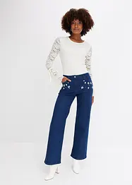 Jeans wide leg, a vita media, bonprix