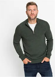 Maglione con zip e cotone, bonprix