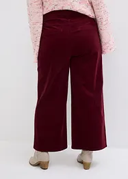 Pantaloni a palazzo cropped in velluto a coste con cinta comoda a vita alta, bonprix