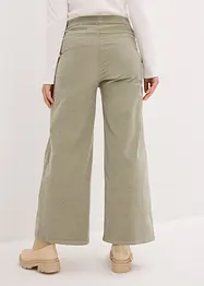 Pantaloni a palazzo cropped in velluto a coste con cinta comoda a vita alta, bonprix