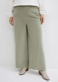 Pantaloni a palazzo cropped in velluto a coste con cinta comoda a vita alta, bonprix