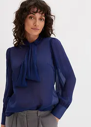 Blusa con fiocco in satin lucido, bonprix