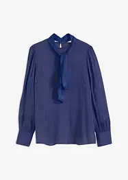 Blusa con fiocco in satin lucido, bonprix