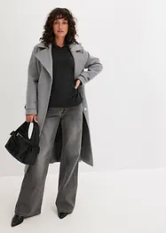 Maglione con cappuccio e tasca a marsupio in misto viscosa, bonprix