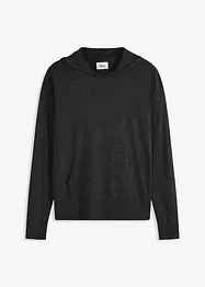 Maglione con cappuccio e tasca a marsupio in misto viscosa, bonprix