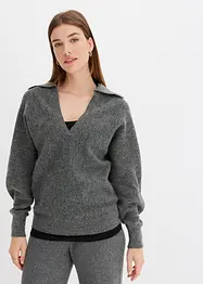 Maglione con colletto e zip, bonprix