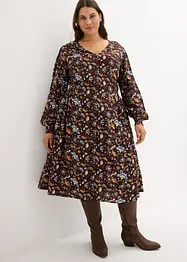 Abito midi in viscosa con inserto smock, bonprix