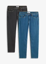 Jeans elasticizzati straight con poliestere riciclato, regular fit (pacco da 2), bonprix