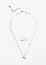 Collana e orecchini con zirconia (set gioielli 3 pezzi), bonprix