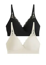 Reggiseno senza ferretto con coppe preformate e cotone biologico (pacco da 2), bonprix