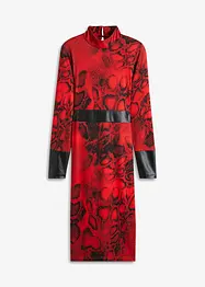 Abito di jersey con inserti in similpelle, bonprix