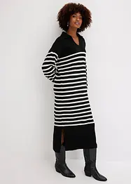 Abito in maglia oversize a righe con colletto, bonprix