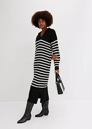 Abito in maglia oversize a righe con colletto, bonprix