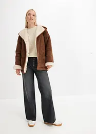 Giacca shearling con cappuccio, bonprix