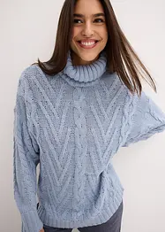 Maglione a collo alto con lavorazione a trecce, bonprix