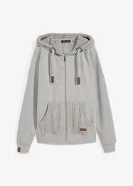 Felpa con zip, cappuccio in maglia e tasche, bonprix