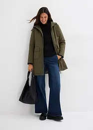 Giubbotto invernale ampio con cappuccio e fodera teddy, bonprix