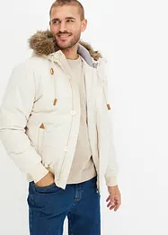 Giacca tecnica con pellicciotto sintetico al cappuccio in stile bomber, bonprix