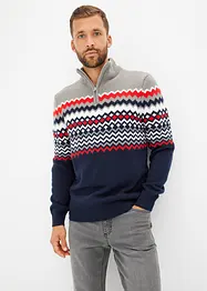 Maglione norvegese con zip e poliacrilico riciclato, bonprix