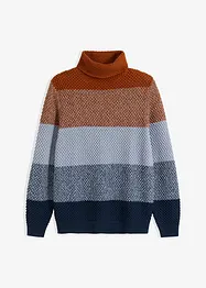 Maglione a collo alto in color block con cotone, bonprix