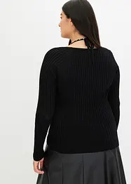 Maglia a costine con strass, bonprix