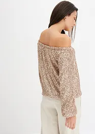 Maglia con spalle scoperte oversize con paillettes, bonprix