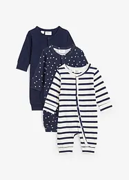 Pigiama intero in puro cotone biologico (pacco da 3), bonprix